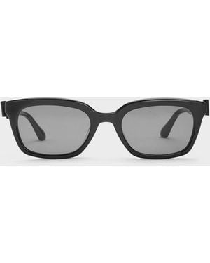 Charles & Keith Tanya Bow Rectangular Sunglasses - Gray