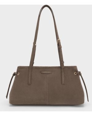 Charles & Keith Noane Elongated-Handle Shoulder Bag - Natural