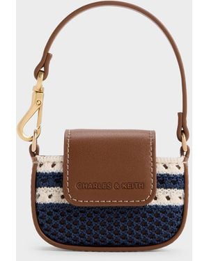 Charles & Keith Ida Striped Knitted Micro Pouch - Blue