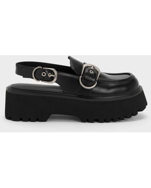 Charles & Keith Eliot Platform Slingback Loafers - Black