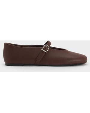 Charles & Keith High-Vamp Mary Janes - Brown