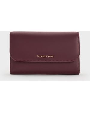 Charles & Keith Octavia Front Flap Long Wallet - Purple