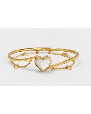 Charles & Keith Annalise Heart Stone Chain-link Bracelet - Metallic
