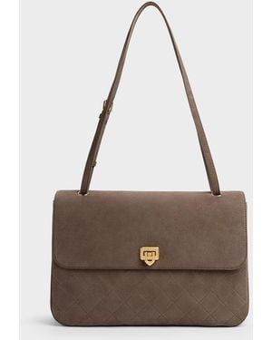 Charles & Keith Connie Quilted Shoulder Bag - White