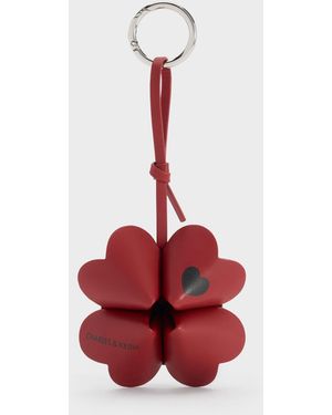 Charles & Keith Four-Leaf Clover Heart Charm - Red