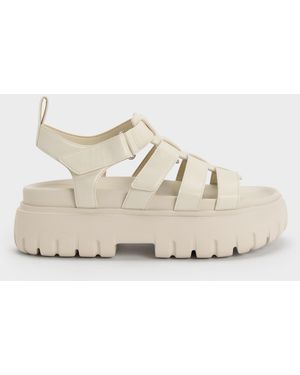 Charles & Keith Platform Caged Sandals - Natural