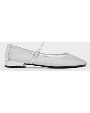 Charles & Keith Gertrude Mesh Mary Jane Flats - White