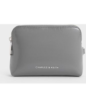 Charles & Keith Atwood Crinkle-Effect Chain-Handle Pouch - Gray