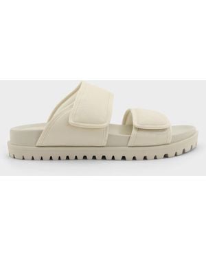 Charles & Keith Nylon Double-Strap Flatform Sandals - Natural