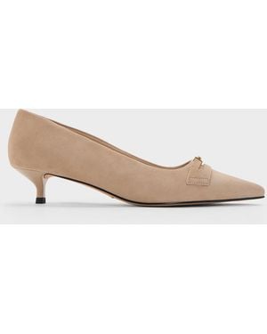 Charles & Keith Georgina Suede Kitten Heels - Natural