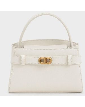 Charles & Keith Aubrielle Belted Top Handle Bag - Natural
