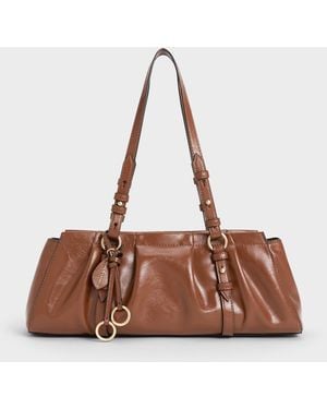 Charles & Keith Britton Elongated Shoulder Bag - Brown