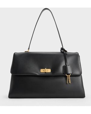 Charles & Keith Kerry Top Handle Satchel Bag - Black