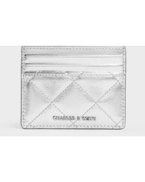 Charles & Keith Janie Metallic Quilted Card Holder - White