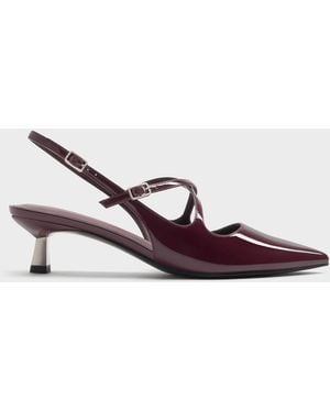Charles & Keith Pauline Patent Crossover Kitten Heels - Multicolour