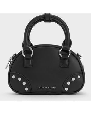 Charles & Keith Bobbie Studded Top Handle Bag - Black