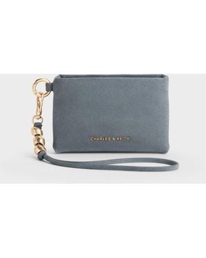 Charles & Keith Zephyr Metallic-Accent Wristlet - Blue
