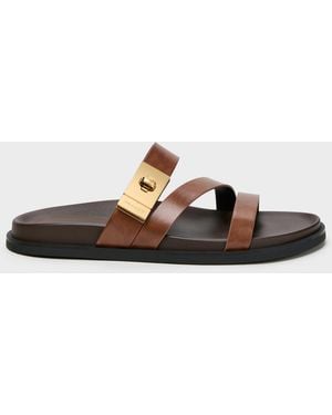 Charles & Keith Aelin Metallic-Buckle Strappy Sandals - White