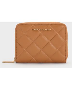 Charles & Keith Alva Quilted Zip-Around Wallet - Brown