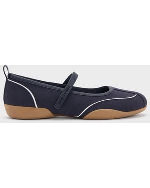 Charles & Keith Louise Contrast-trim Mary Jane Trainers - Blue