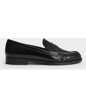 Charles & Keith Ruched Penny Loafers - Black