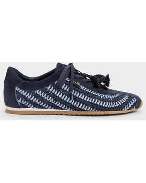 Charles & Keith Jace Crochet & Suede Flower Sneakers - Blue