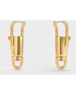 Charles & Keith Delfina Lock-Buckle Earrings - White