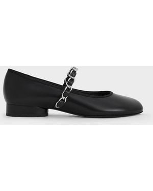 Charles & Keith Braided-Strap Mary Janes - Black