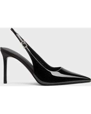 Charles & Keith Patent Pointed Slingback Court Shoes - Multicolour