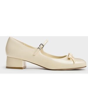 Charles & Keith Kelis Rose-Bow Mary Jane Pumps - Natural