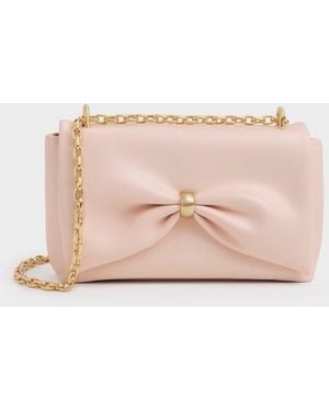 Charles & Keith Halsey Ruched Chain Shoulder Bag - Pink