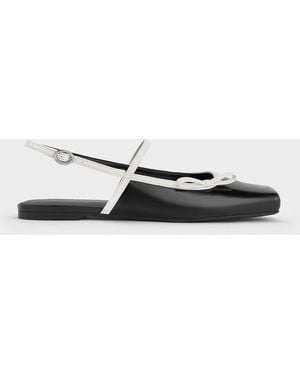 Charles & Keith Two-Tone Bow Slingback Mary Jane Flats - White