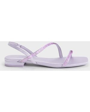 Charles & Keith Briella Sequinned Strappy Sandals - Purple