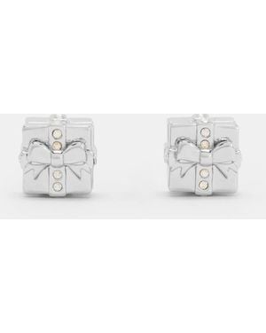 Charles & Keith Athalia Crystal-Embellished Gift-Box Stud Earrings - White