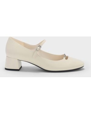 Charles & Keith Shila Chain Mary Jane Pumps - Natural