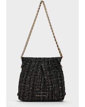 Charles & Keith Duo Tweed Chain-Handle Two-Way Backpack - White