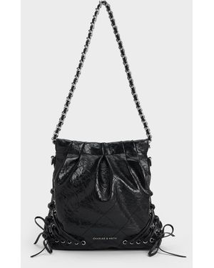 Charles & Keith Duo Grommet Chain-handle Two-way Backpack - White