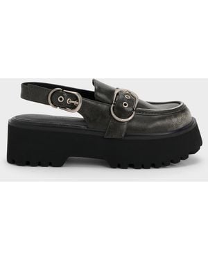 Charles & Keith Eliot Platform Slingback Loafers - Black