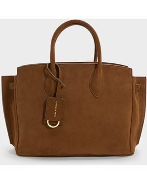 Charles & Keith Large Ginevra Tote Bag - Brown