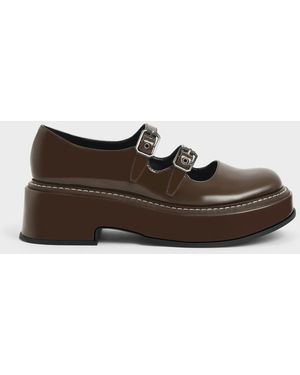 Charles & Keith Frankie Patent Platform Mary Janes​ - Brown
