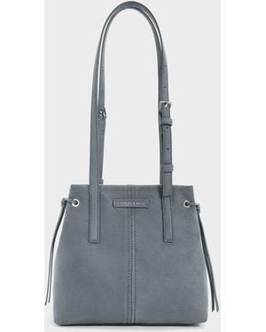 Charles & Keith Noane Elongated-Handle Tote Bag - Blue