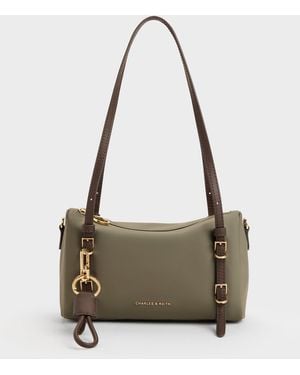 Charles & Keith Mini Levy Nylon Shoulder Bag - White