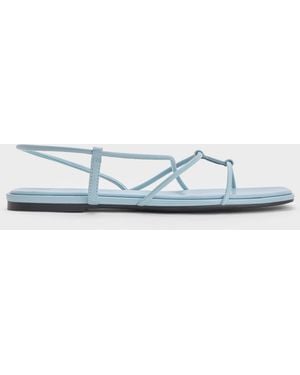 Charles & Keith Square-Toe Strappy Sandals - Blue