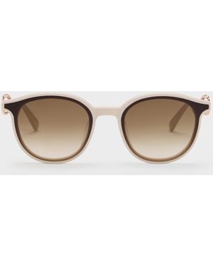 Charles & Keith Ciara Heart-Motif Sunglasses - Natural