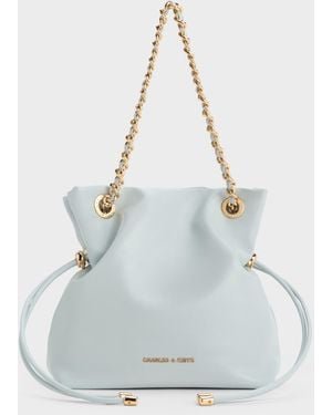 Charles & Keith Arya Braided-chain Crossbody Bag - Blue