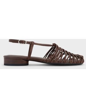 Charles & Keith Linnea Woven Slingback Caged Sandals - Brown