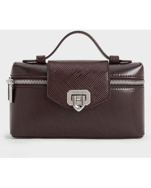 Charles & Keith Arwen Top Handle Vanity Bag - Brown