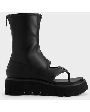 Charles & Keith Laine Platform Boot Sandals - Black