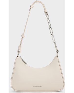 Charles & Keith Lane Chain-Strap Shoulder Bag - White