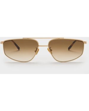 Charles & Keith Elowyn Metal-Rim Aviator Sunglasses - White